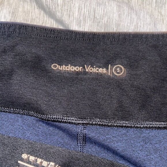 Outdoor Voices Navy Blue High Waist Warm Up Two Tone Leggings 7/8 Size Small - Picture 7 of 9